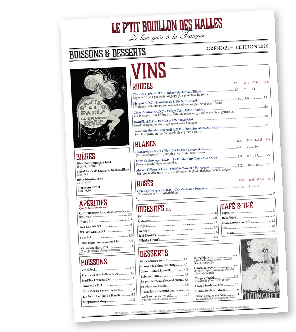 La carte du P'tit Bouillon